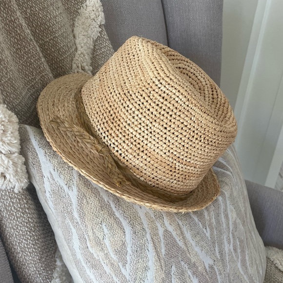 Scala Pronto Crocheted Raffia Fedora Hat One Size Fits Most Adustable Summer - Picture 3 of 5